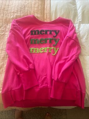 Belle by Kim Gravel Hot Pink 'Merry' Graphic Sweatshirt